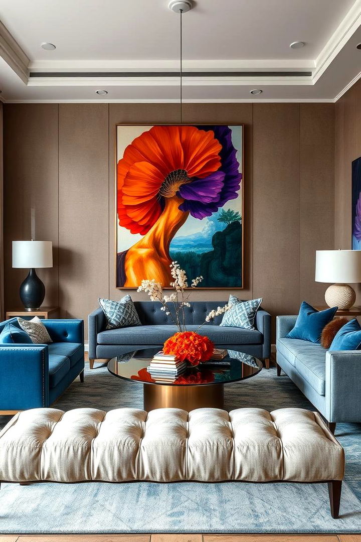 Bold Statement Pieces - 22 Blue and Grey Living Room Ideas