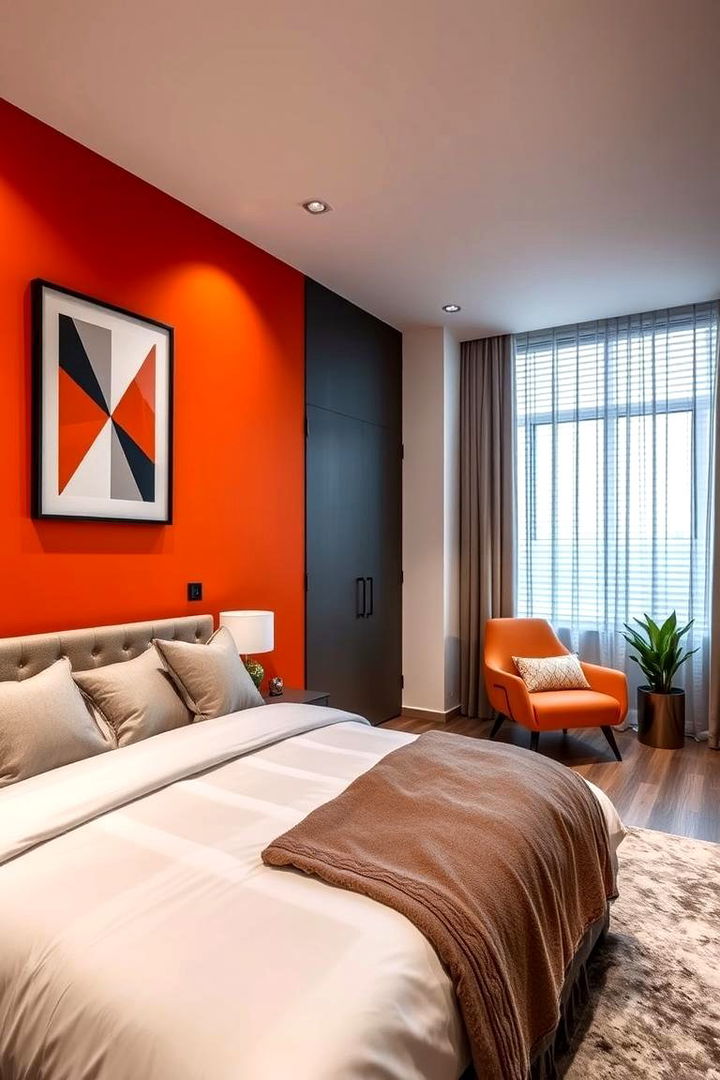 Bold Statement Walls - 22 Orange Bedroom Ideas