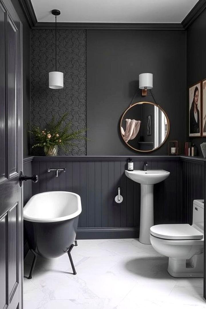 Bold Statements with Grey Feature Walls - 22 Grey Bathroom Ideas