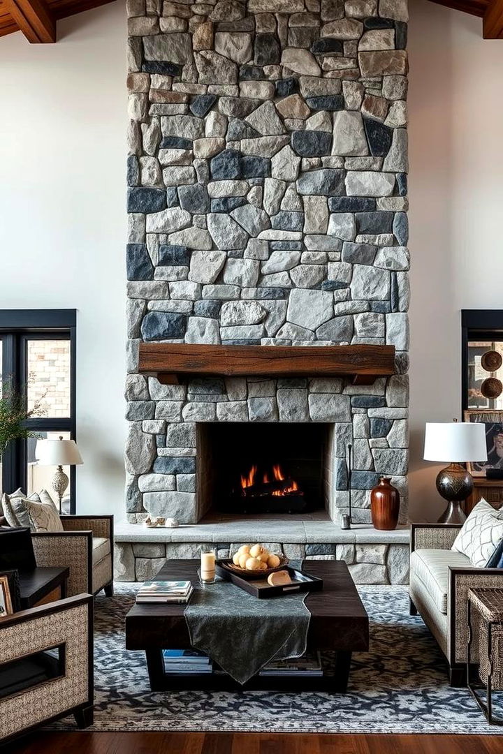Bold Stone Fireplaces A Contrast Statement - 22 Black and White Fireplace Ideas