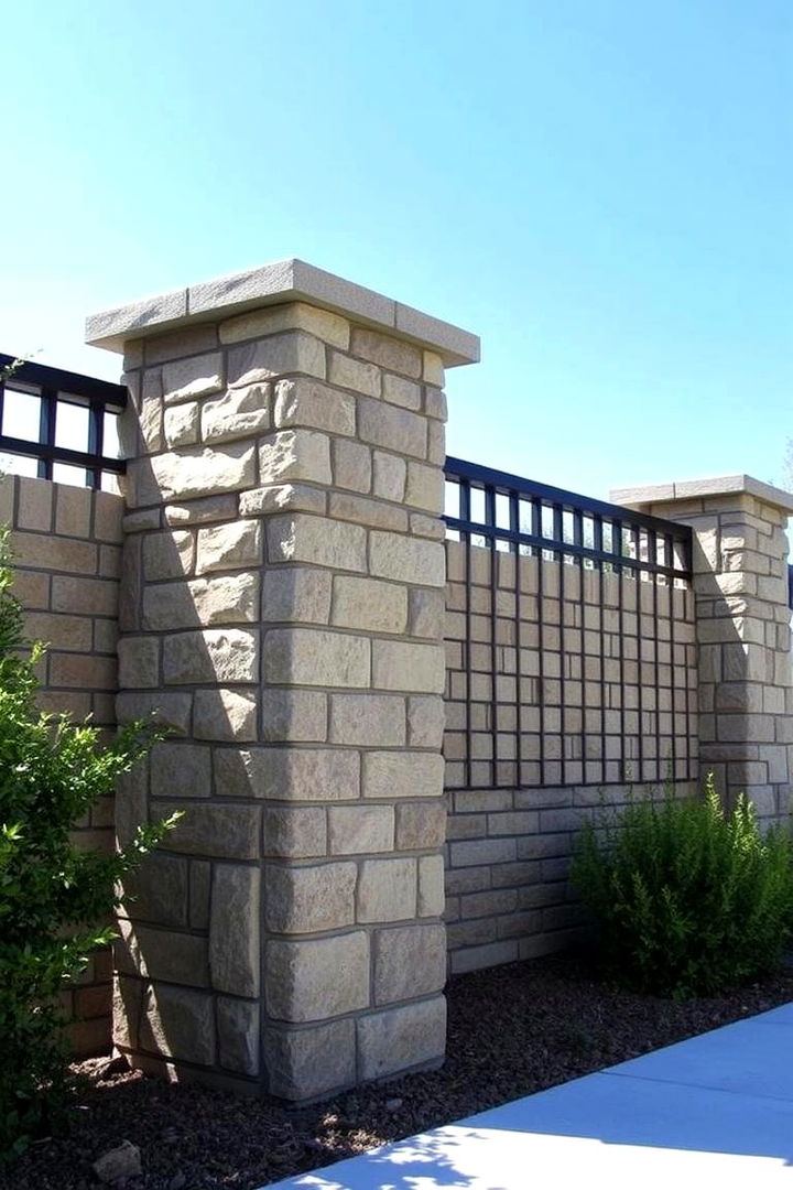 Bold Stone and Brick Accents - 22 Decorative Fence Ideas