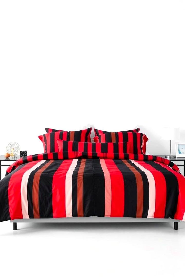 Bold Striped Statements - 22 red black and white bedroom ideas