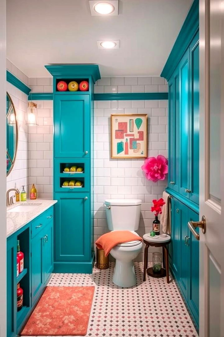 Bold Teal Twist - 22 Bathroom Cabinet Color Ideas