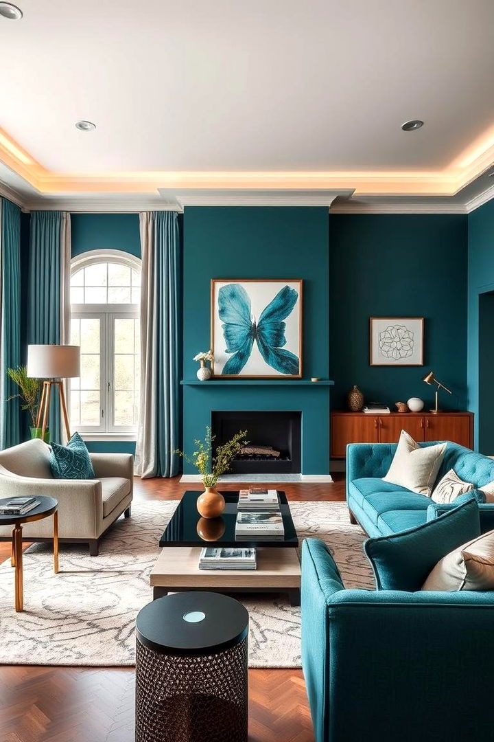 Bold Teal and Neutrals - 22 Teal Living Room Ideas