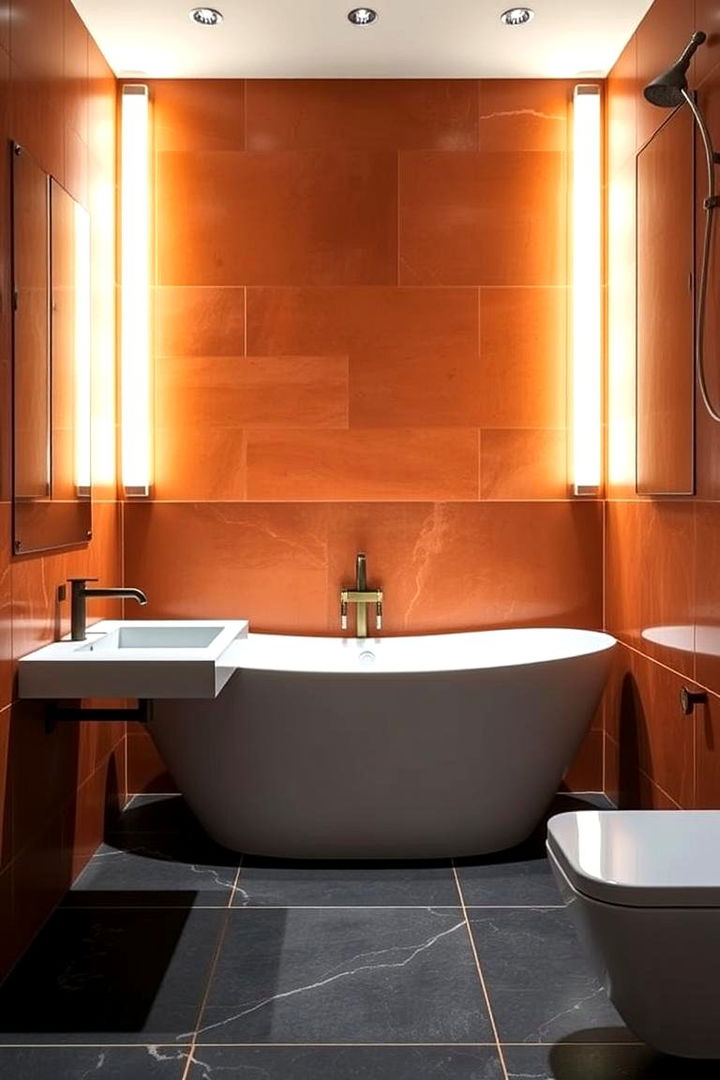 Bold Terracotta Accent Walls - 22 Terracotta Bathroom Ideas