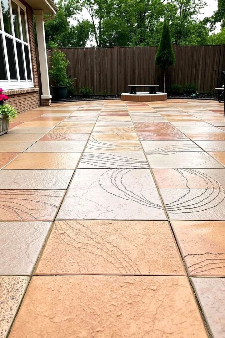 Bold Textured Accents - 22 Stamped Concrete Patio Ideas