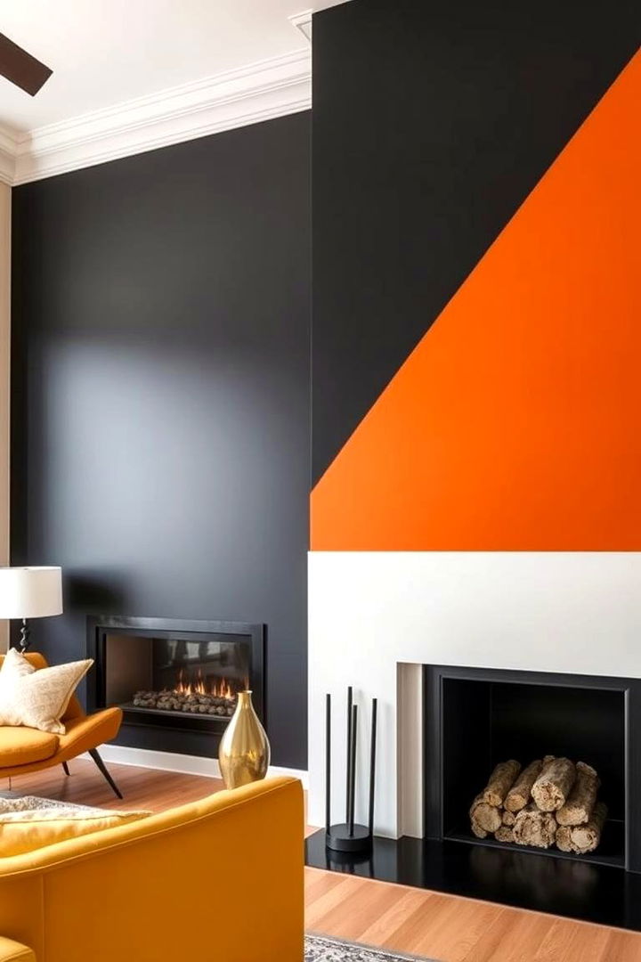 Bold Two Tone Contrast - 22 Fireplace Wall Ideas