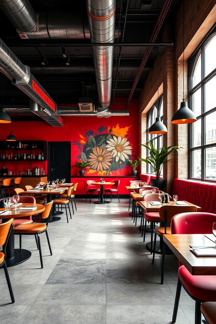 Bold Urban Color Touches - 22 Industrial Dining Room Ideas