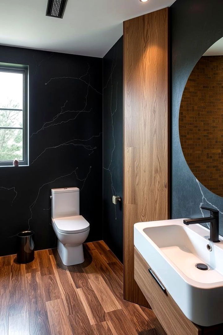 Bold Wall Statements - 22 Black and Wood Bathroom Ideas
