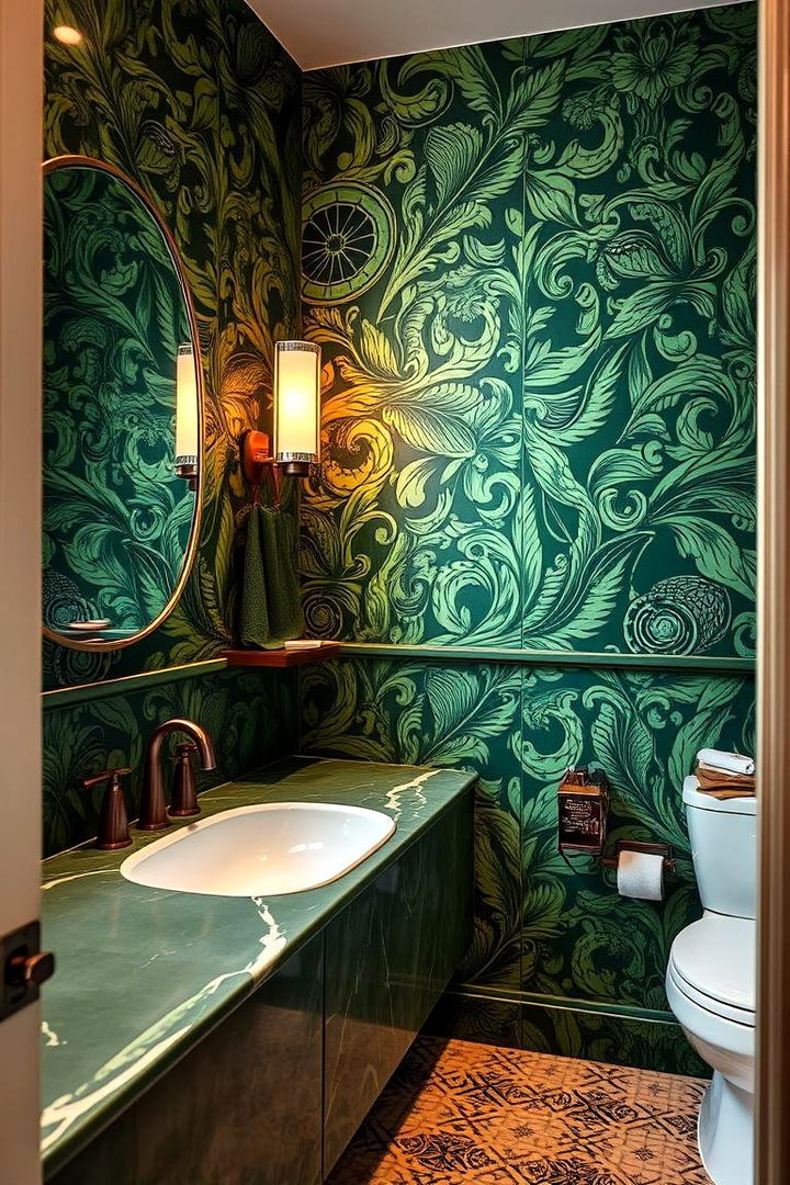 Bold Wallpaper Choices - 22 Forest Green Bathroom Ideas