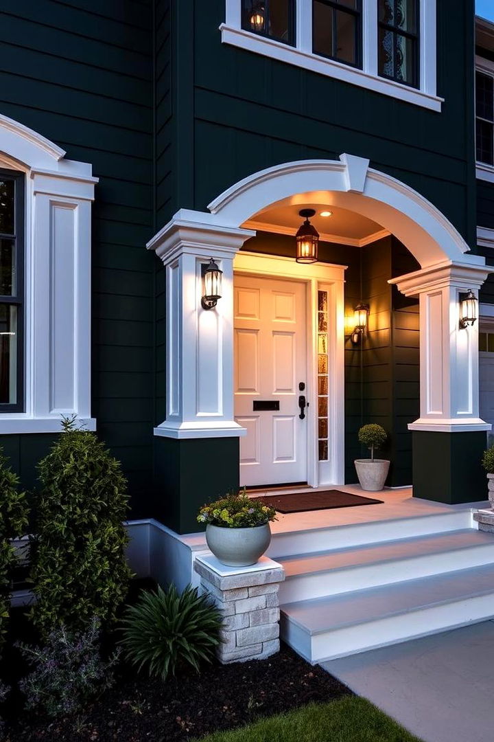 Bold White Accent - 22 Dark Green Exterior Paint Color Schemes
