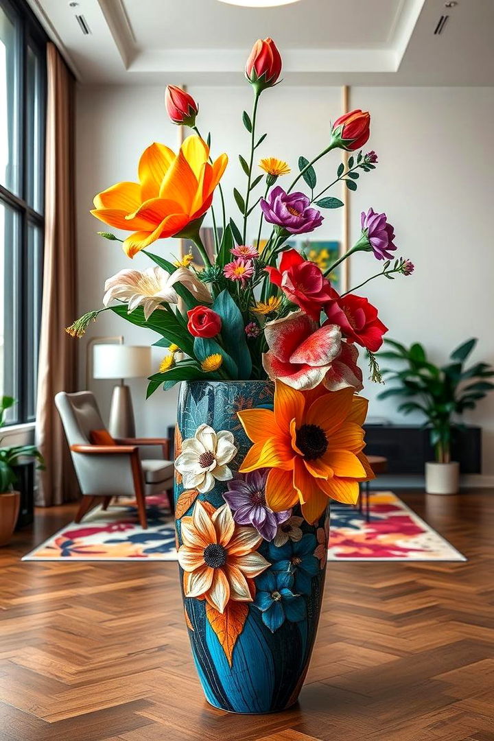 Bold and Abstract Floral Centerpiece - 22 Large Floor Vase Decoration Ideas