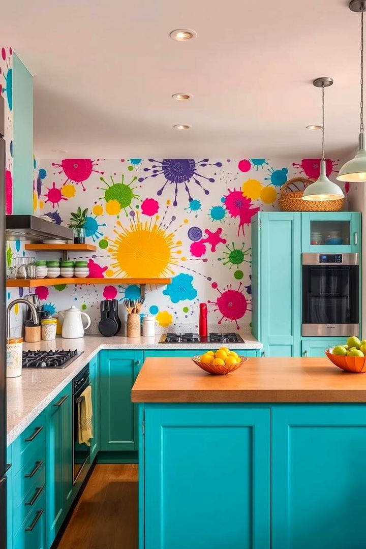 Bold and Bright Accents - 22 Kitchen Wallpaper Ideas