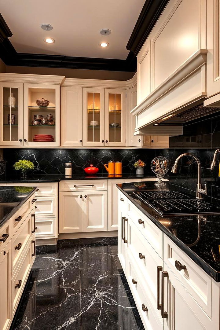 Bold and Elegant Contrast - 22 Black Granite Countertops Kitchen Ideas