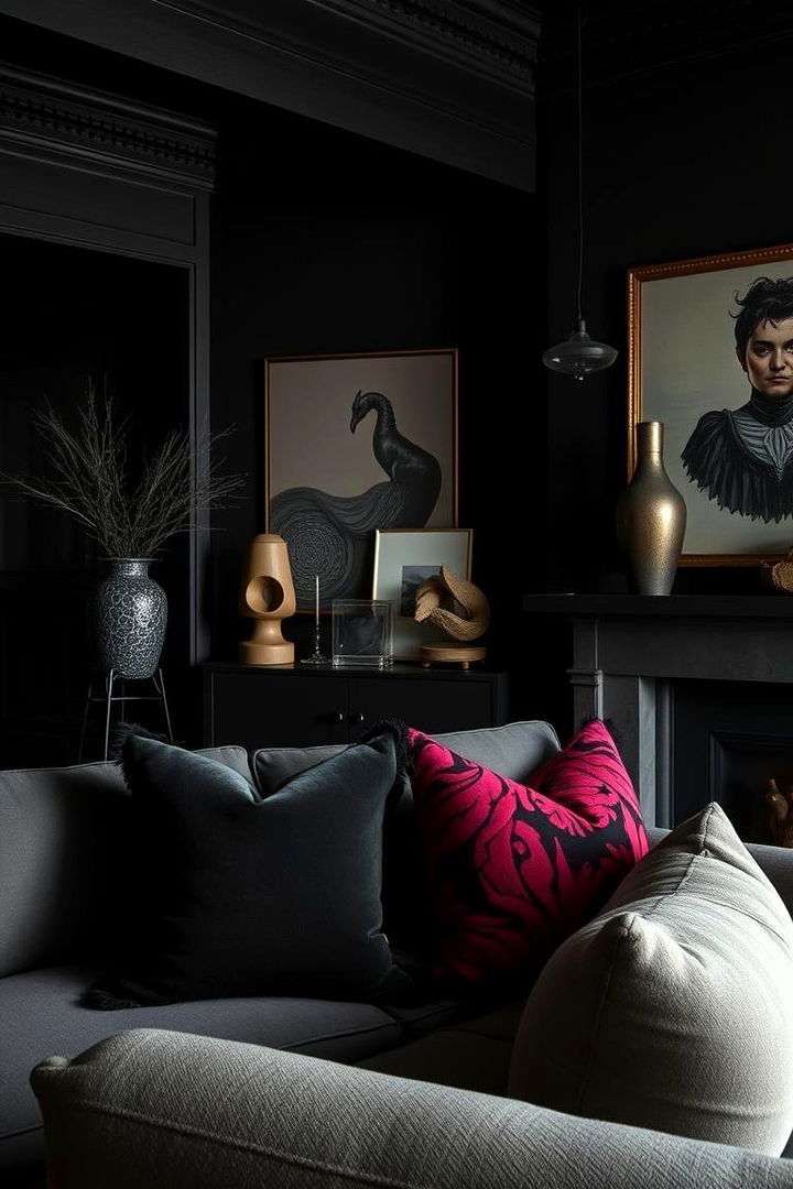Bold and Moody Accessories - 22 Moody Living Room Ideas