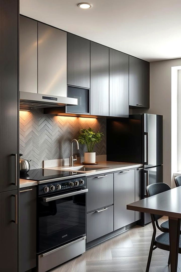 Bold and Timeless Finishes - 22 Small Kitchen with Black Appliances Ideas