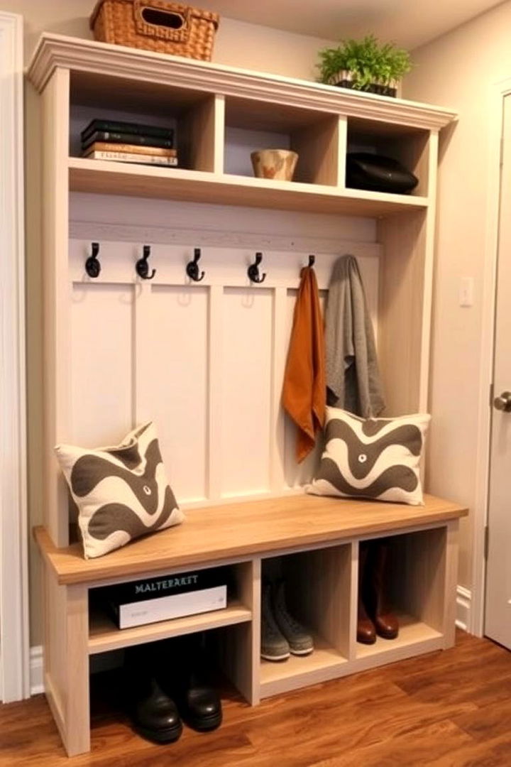 Boot Room Bench with Hooks - 22 Boot Room Ideas