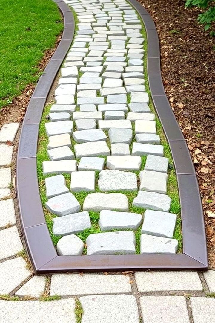 Border Defined Stone Walk - 22 Cobble Stone Walkway Ideas