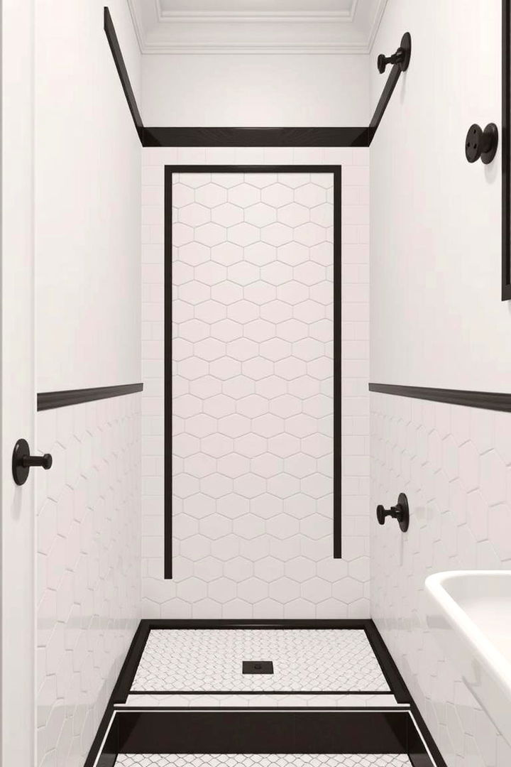 Border Designs for Contrast - 22 Hexagon Tiles Ideas for Bathrooms
