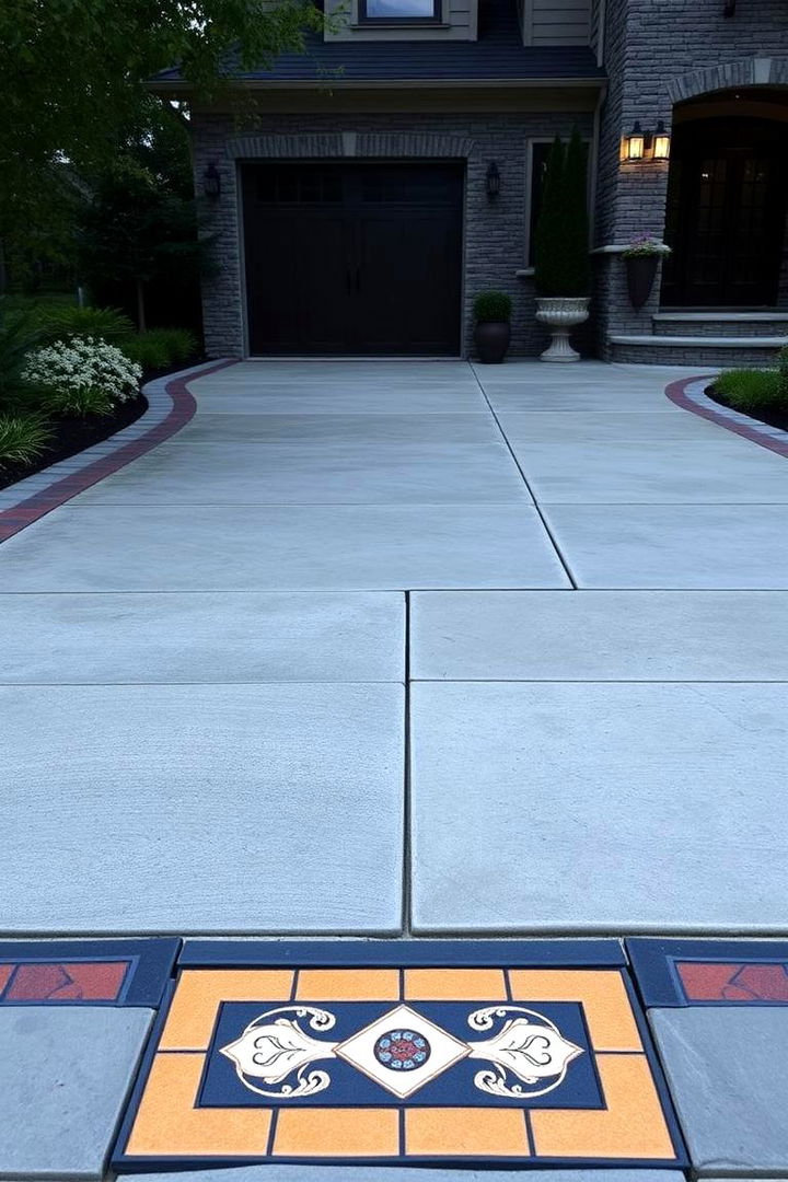 Border Inlays and Accents - 22 Concrete Driveway Ideas