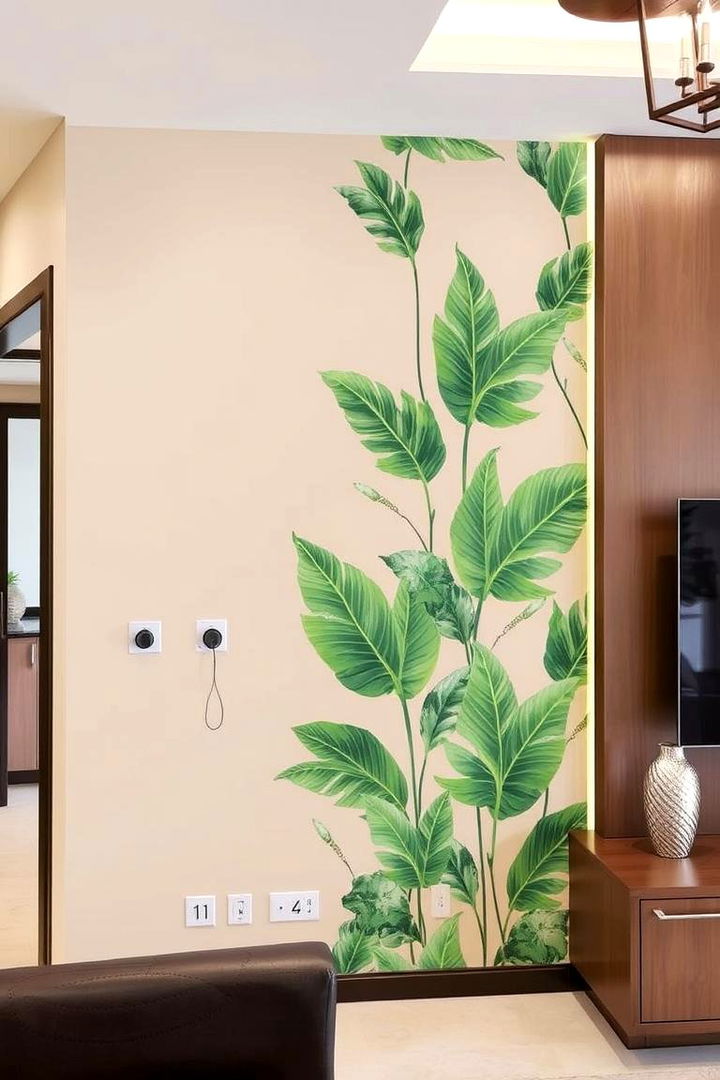 Botanical Accent Walls - 22 Green and Beige Bedroom Ideas