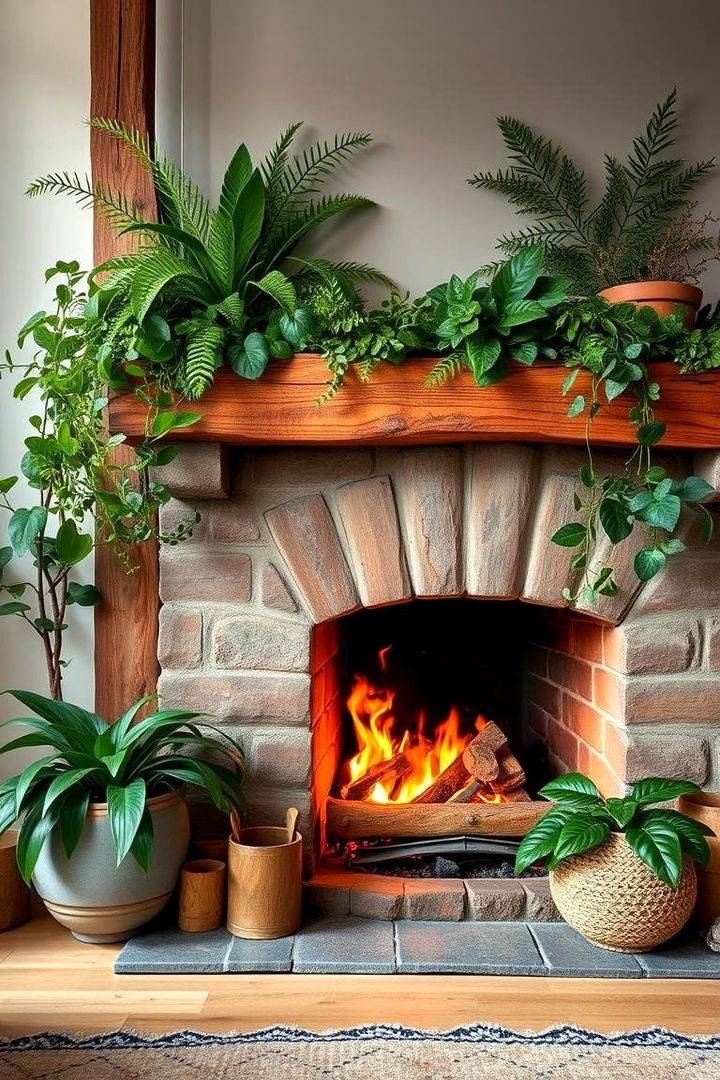 Botanical Accents with Woodsy Fireplaces - 22 Scandinavian Fireplace Ideas