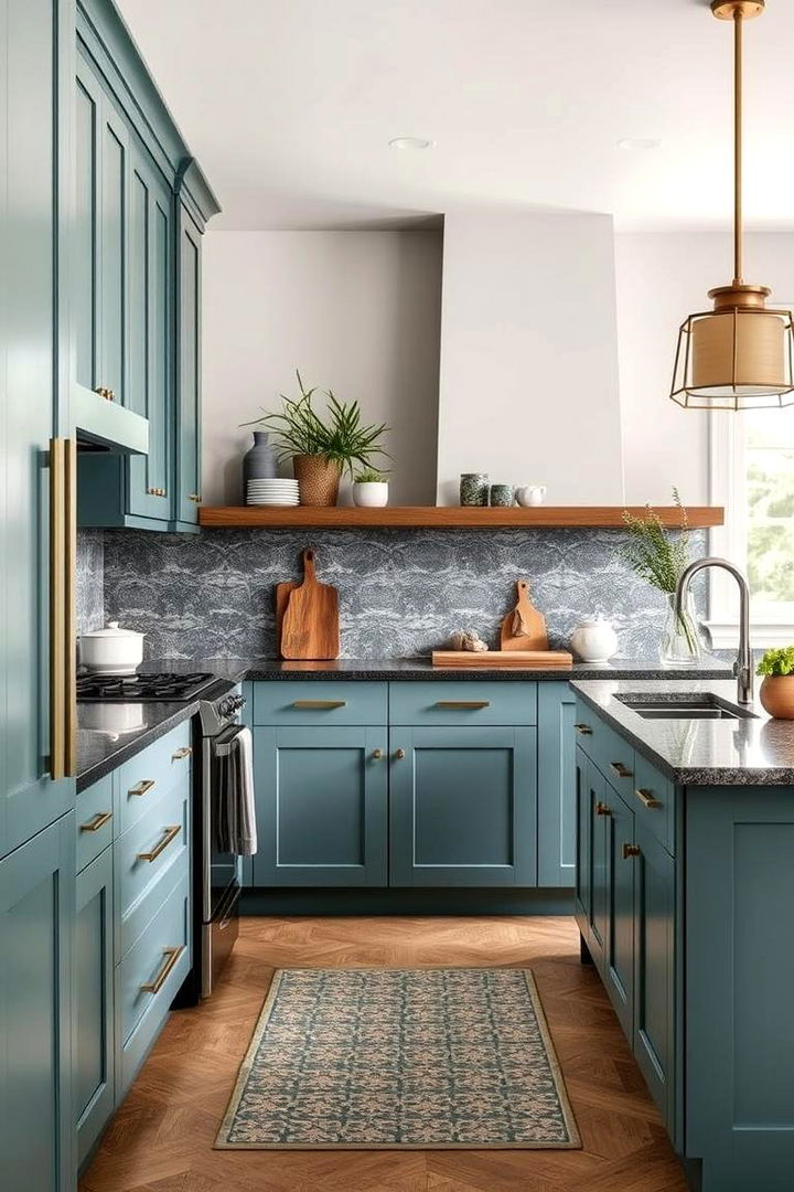 Botanical Blue Green Fusion - 22 Green Kitchen Cabinet Ideas