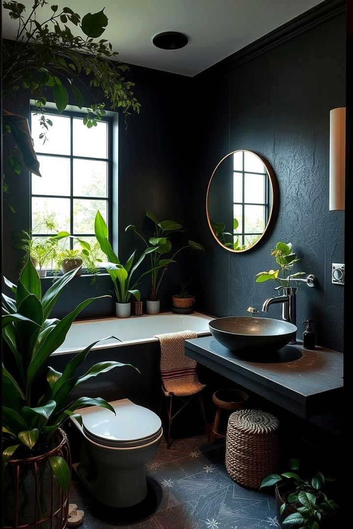 Botanical Dark Retreat - 22 Dark Bathroom Ideas