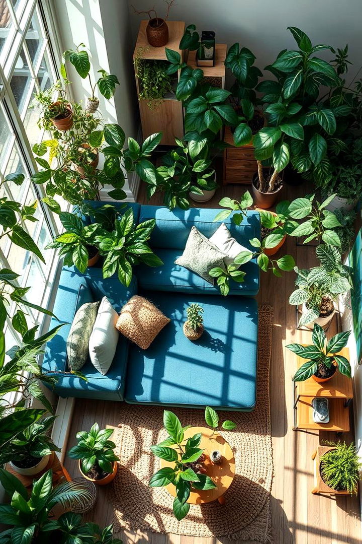 Botanical Inspired Haven - 22 Blue Couch Living Room Ideas