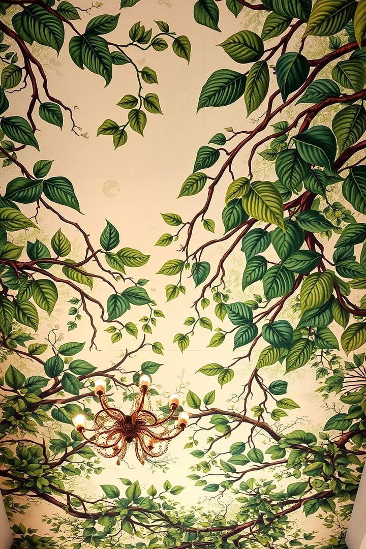 Botanical Mural Impact - 22 Green Ceiling Ideas