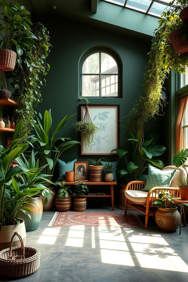 Botanical Oasis - 22 Dark Green Living Room Ideas