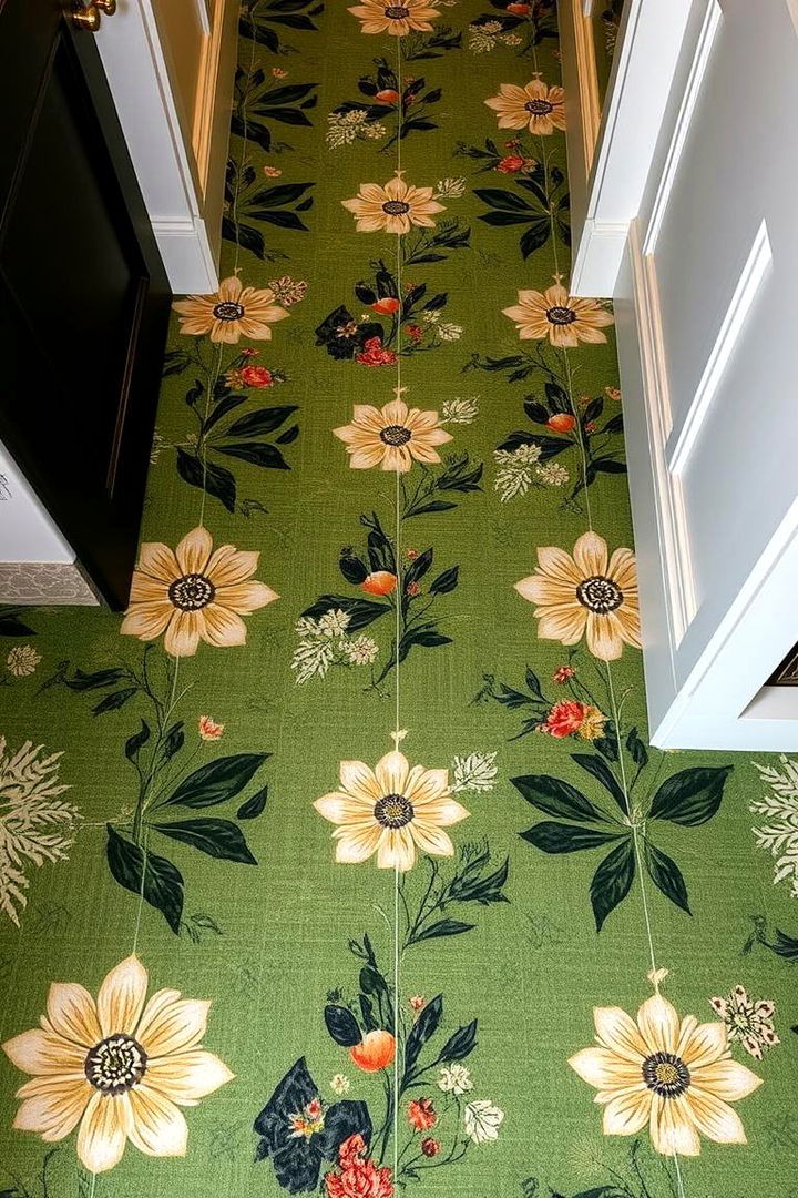 Botanical Patterns Flooring - 22 Green Hallway Ideas