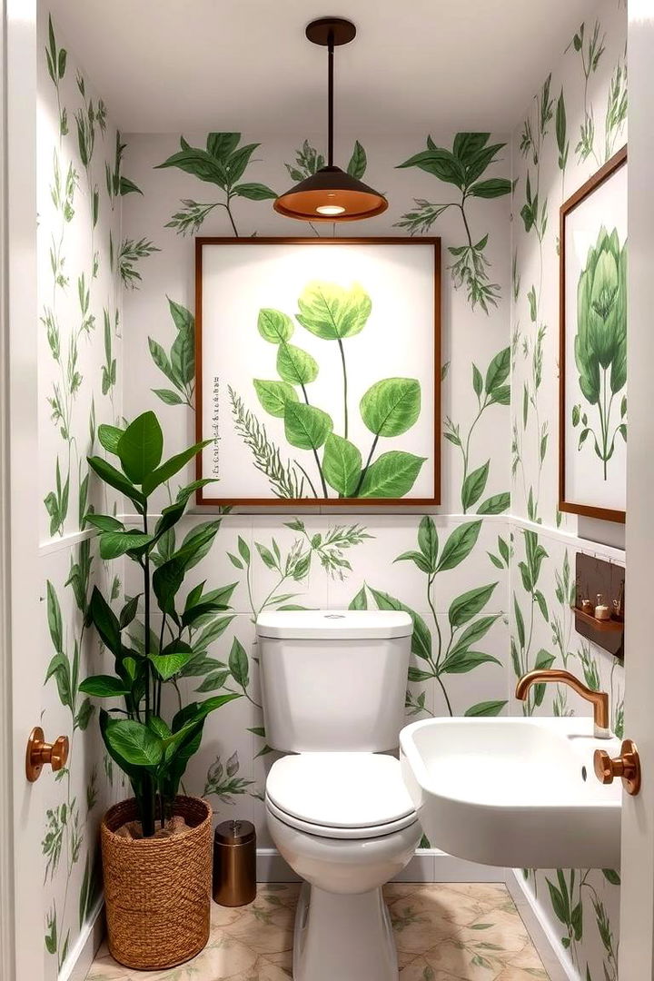 Botanical Prints and Eco Fixtures - 22 Green Powder Room Ideas
