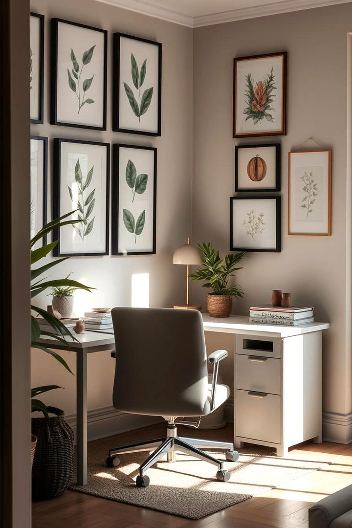 Botanical Prints and Greenery - 22 Office Wall Decor Ideas
