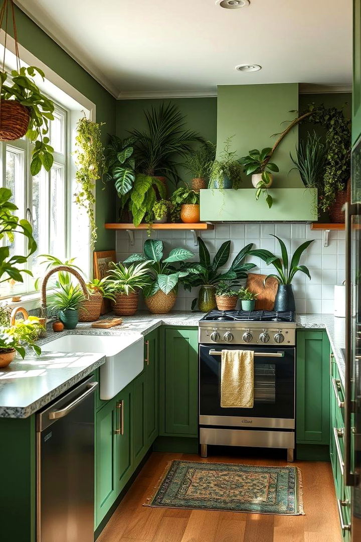 Botanical Themed Kitchen Decor - 22 Forest Green Kitchen Ideas