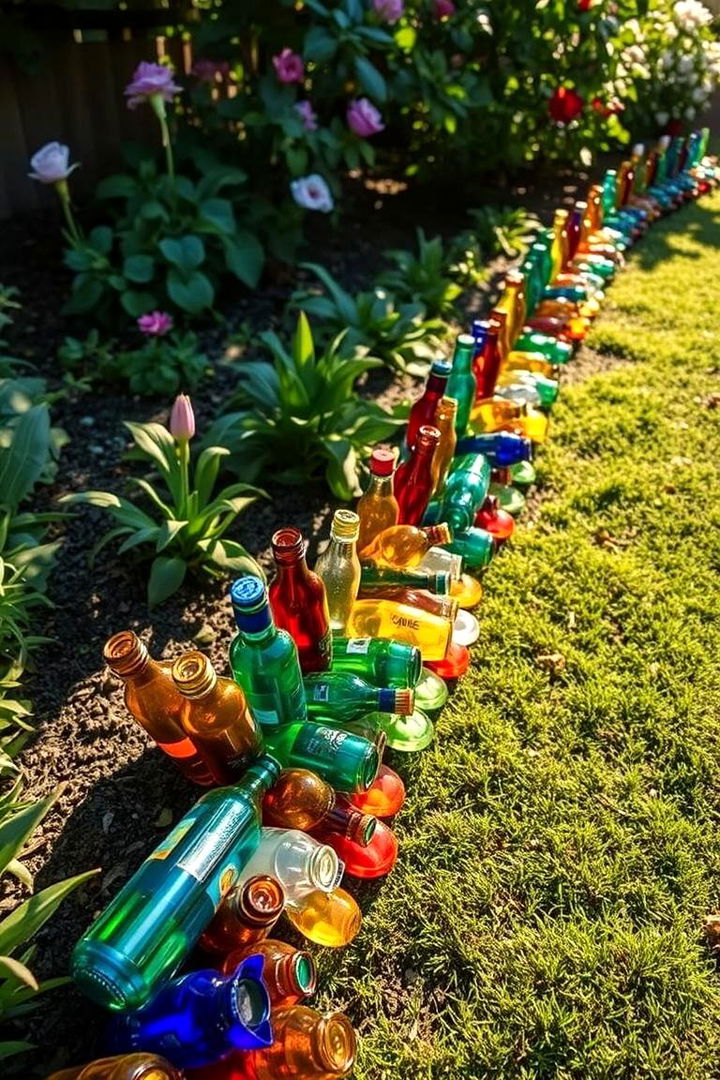 Bottle and Glass Edge Designs - 22 Recycled Garden Edging Ideas