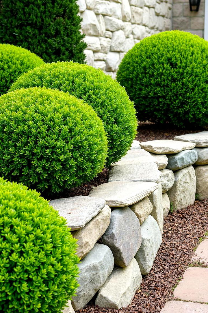 Boxwood and Stone Harmony - 22 Front Yard Boxwood Designs
