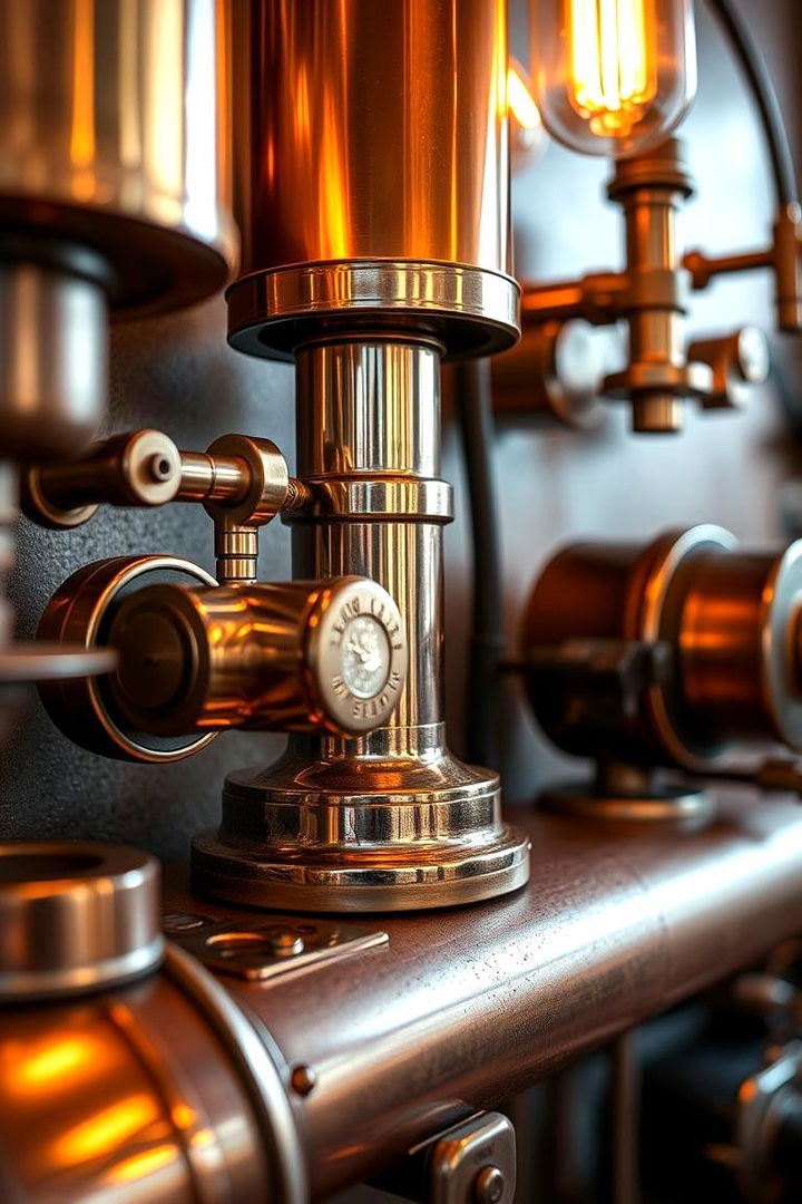 Brass and Copper Accents Highlight - 22 Steampunk Interior Design Ideas