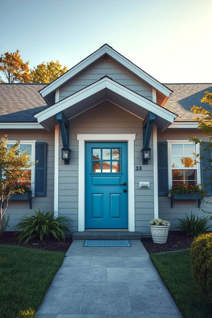 Breezy Curb Attraction - 22 Grey House With Blue Door Ideas