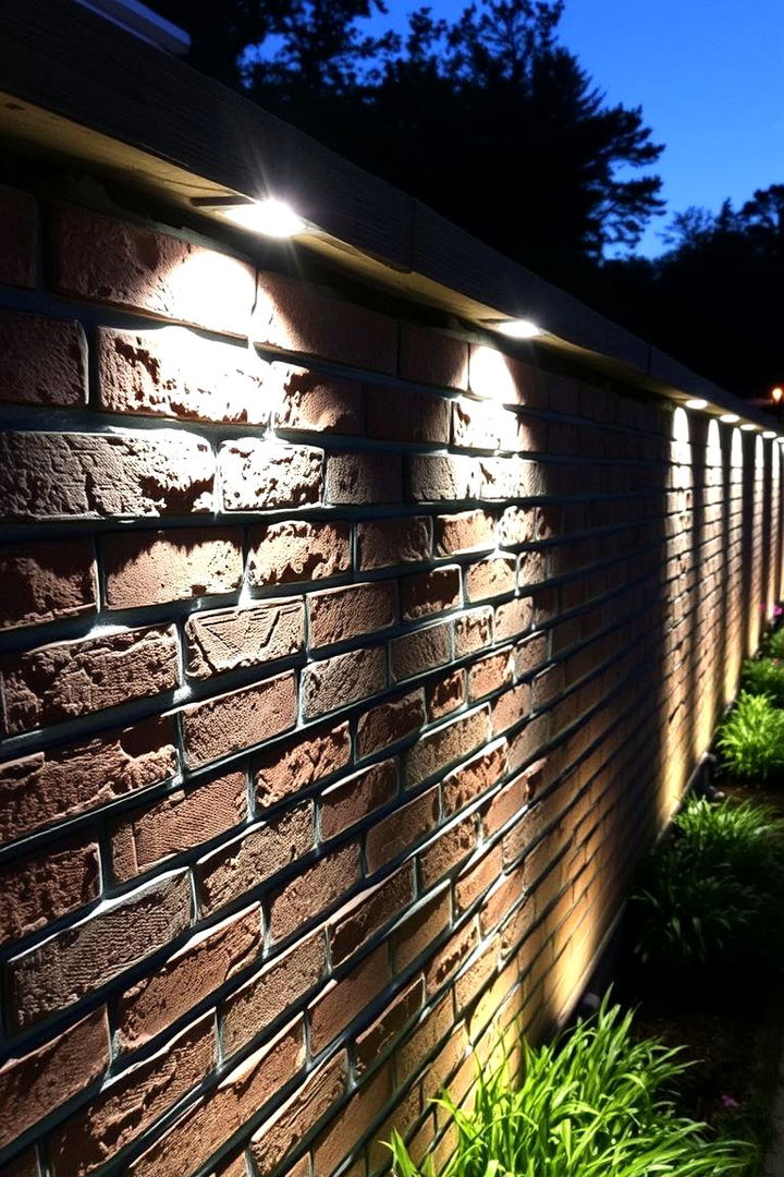 Brick Fence with Integrated Lighting - 22 Brick Fence Ideas