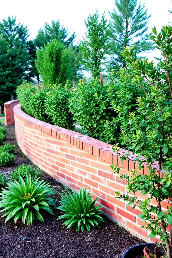 Brick Fence with Seamless Landscaping Integration - 22 Brick Fence Ideas