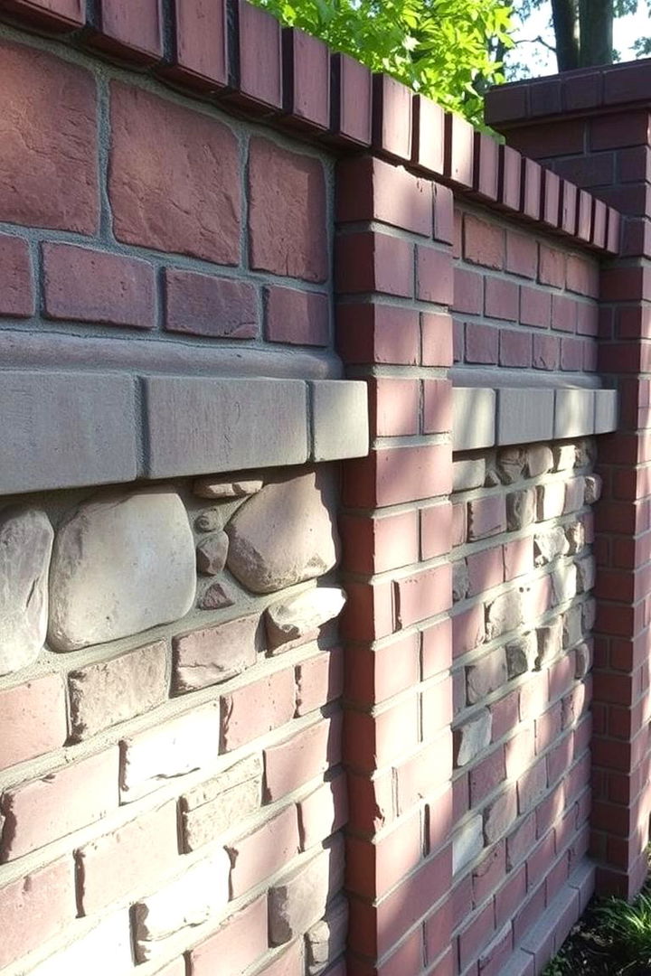 Brick Fence with Stone Accents - 22 Brick Fence Ideas