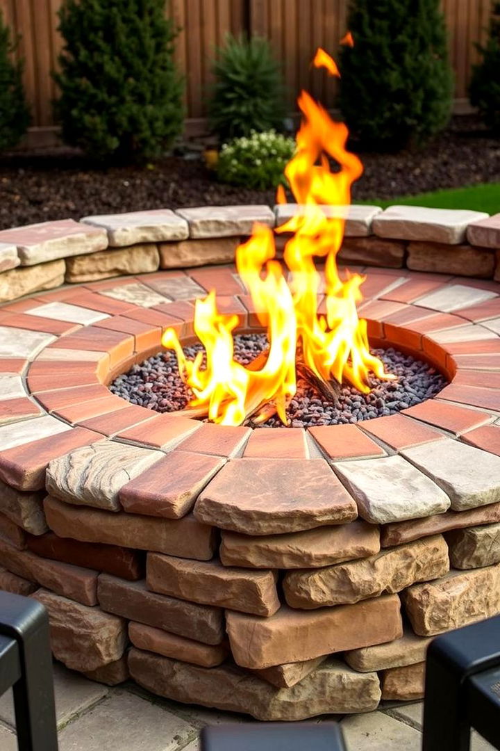 Brick and Stone Hybrid Design - 22 Brick Fire Pit Ideas