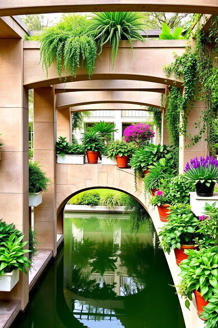 Bridge with Customizable Planters and Greenery Accent - 22 Garden Bridge Ideas
