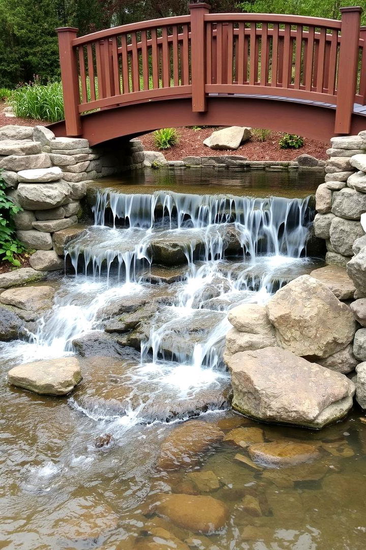 Bridge with a Built In Waterfall Feature - 22 Garden Bridge Ideas