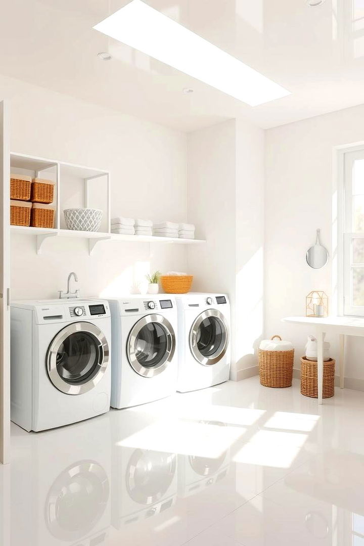Bright Airy Laundry Room Layout - 22 Stackable Laundry Room Ideas