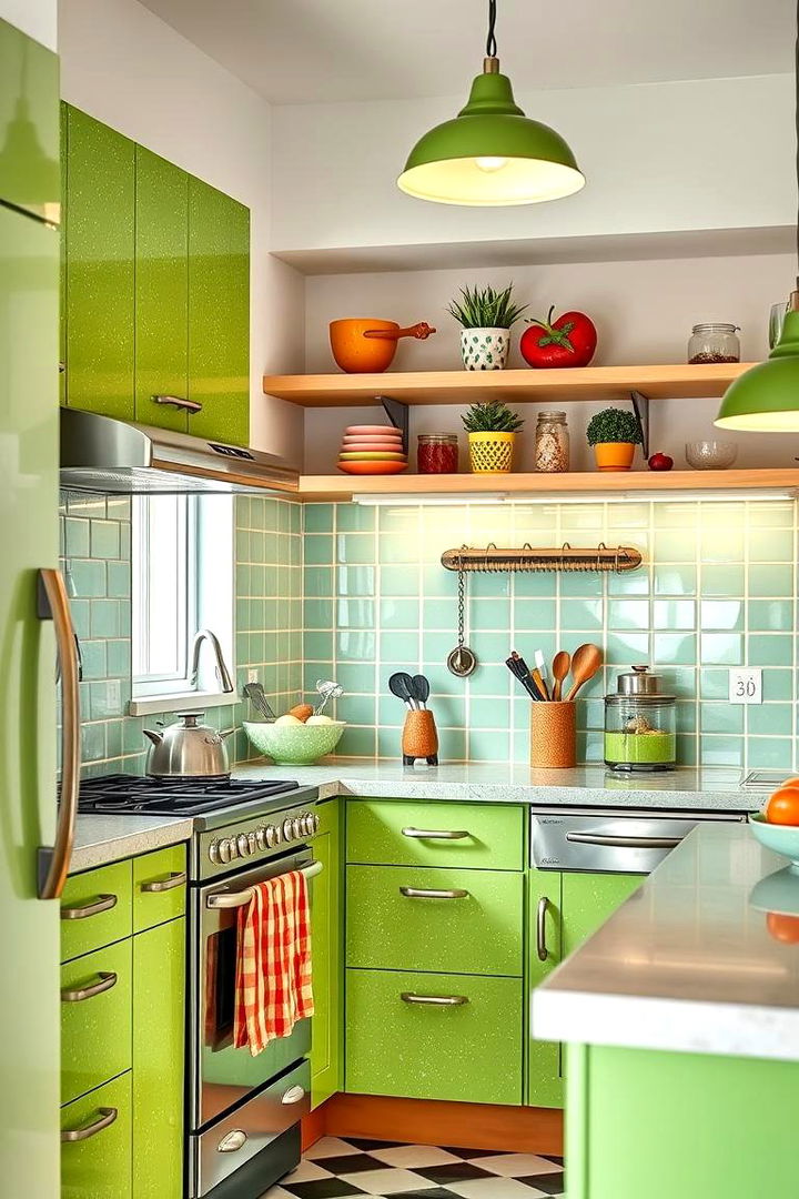 Bright Avocado Sparkle Finishes - 22 Green Kitchen Cabinet Ideas