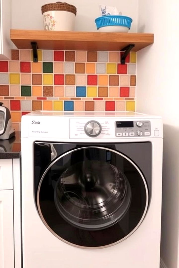 Bright Backsplashes - 22 Small Laundry Room Ideas With a Top Load Washing Machine