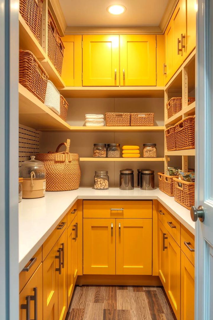 Bright Color Accents - 22 Larder Cupboard and Pantry Ideas for Your Kitchen
