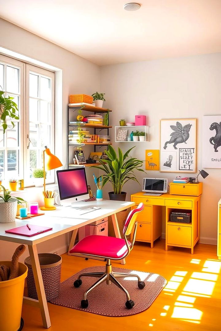 Bright Color Accents - 22 Home Office Ideas for Her